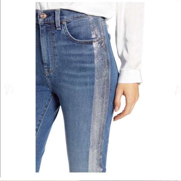 NWT 7 FOR ALL MANKIND B(air) High-waist Ankle Skinny Jeans 27 Glitter - Picture 4 of 13